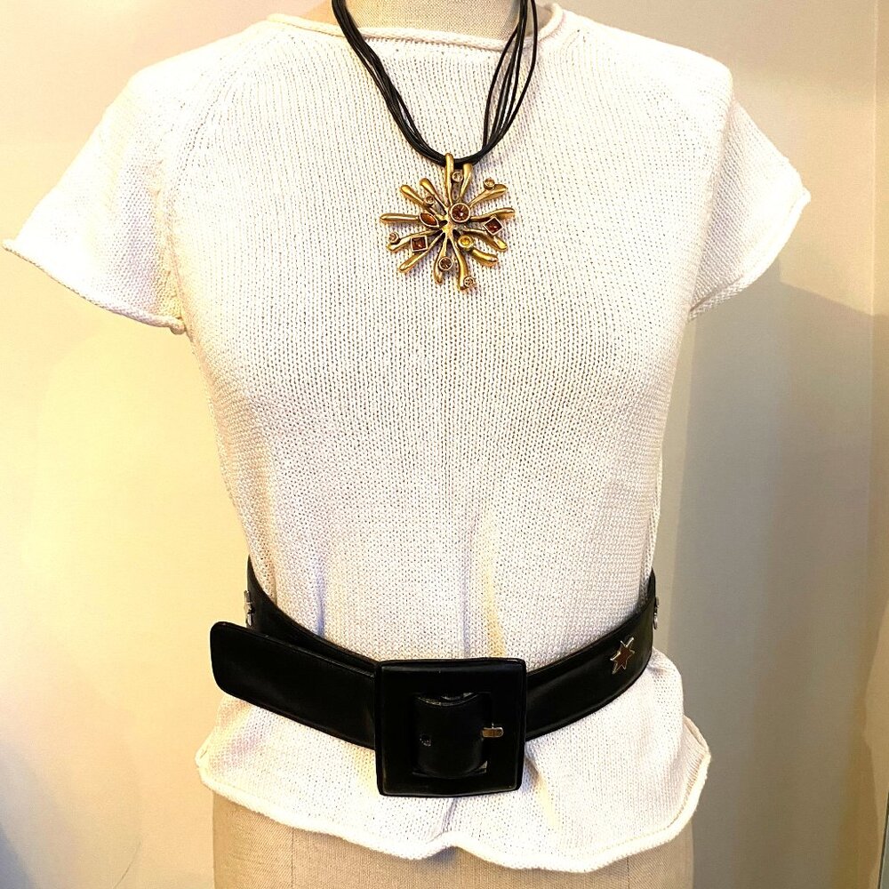 Elie Tahari White Knit Short-Sleeve Sweater